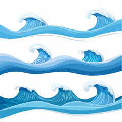 Cartoon Ocean Waves &ndash; 4 Style Vector Set