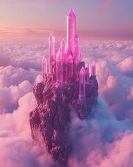 Majestic Crystal Castle Above Clouds