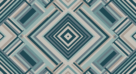 Geometric pattern featuring a symmetrical arrangement of diamond shapes and lines, in various shades.