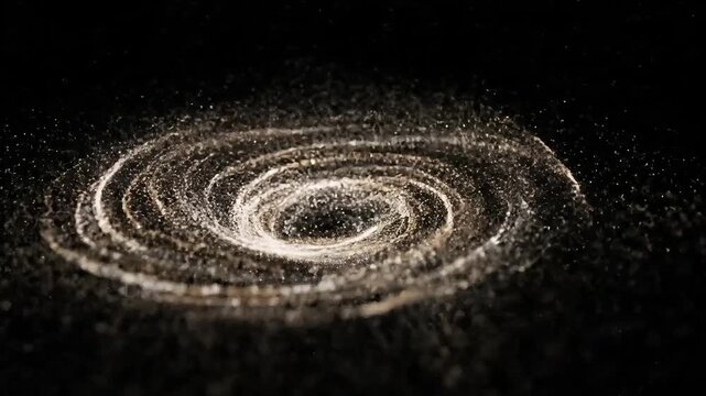 Swirling cosmic dust forms a miniature galaxy against a dark background, evoking wonder and the vastness of space.