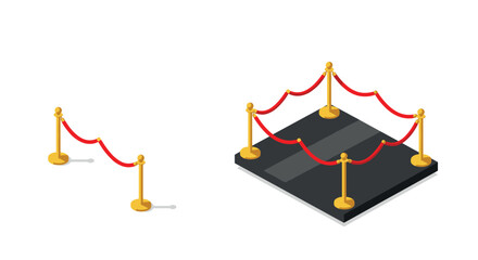 Isometric vip red rope barrier set for event and exhibition design