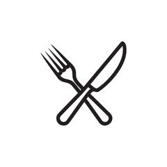 Black silhouette of a fork and knife crossed