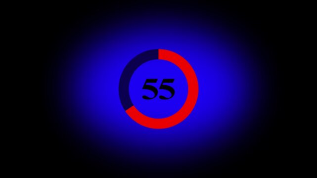 Numerical counting from 0 to 100. Countdown timer from 0 to 100 seconds real time. Video with 100 Percent Element on Colorful Background.