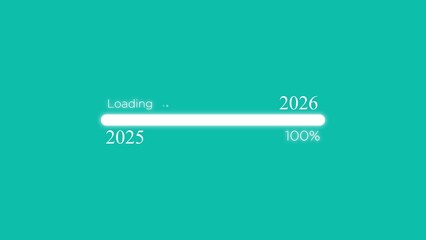 Fototapeta premium Loading bar from 2025 to 2026 with 100 percent complete