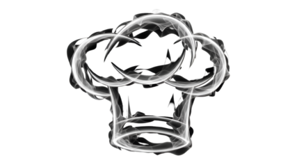 Chrome Chef Hat Sculpture — Shiny Metallic Chef Hat Icon on White Background

