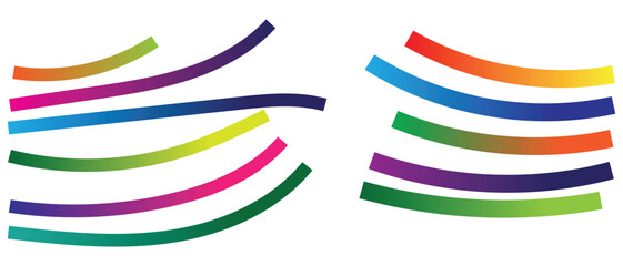 Colorful Curved Gradient Line Set