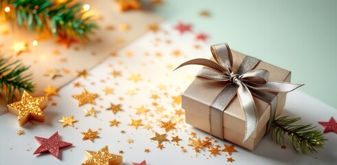 Sparkling Holiday Present Golden Christmas Gift