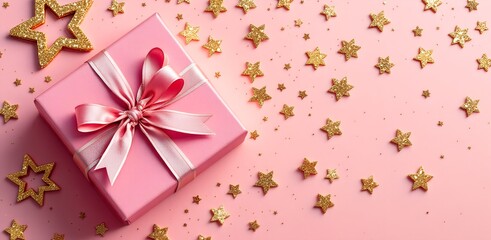 Sparkling Holiday Present Golden Christmas Gift