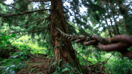 Mossy Chain in a Lush Forest