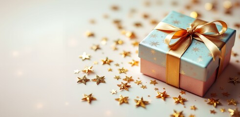 Sparkling Holiday Present Golden Christmas Gift