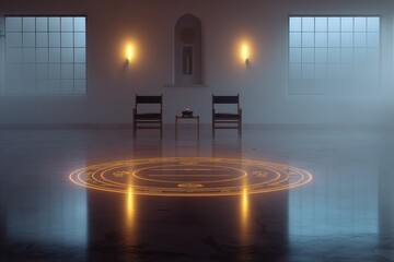Mystical Ritual Room with Glowing Circle