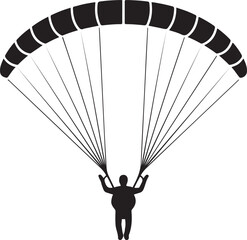 Paragliding, glider, parachute, jumping icon isolated. Vector Black silhouettes. with white background