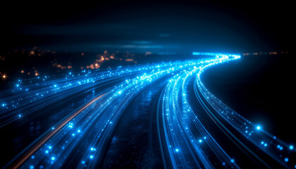 Neon Digital Grid Horizon - Generative AI

