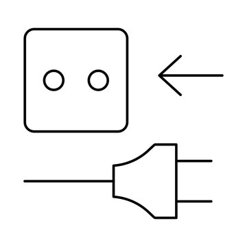 Plugging into an outlet, line icon on with background