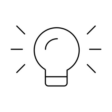 Line light bulb icon on white background.