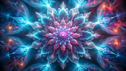 Obraz premium Stunning fractal art design with vibrant blue and purple hues creating a mesmerizing cosmic effect