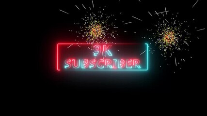 3K text neon light animation video motion on black background, glowing neon 3K text animation on black background. 3K subscriber Celebration text glowing neon animation. - Powered by Adobe