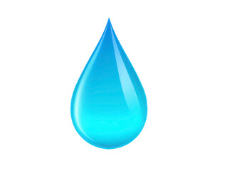Blue water drop glossy and transparent isolated on transparency background symbolizing purity freshness hydration and environmental care with clean and minimalistic style