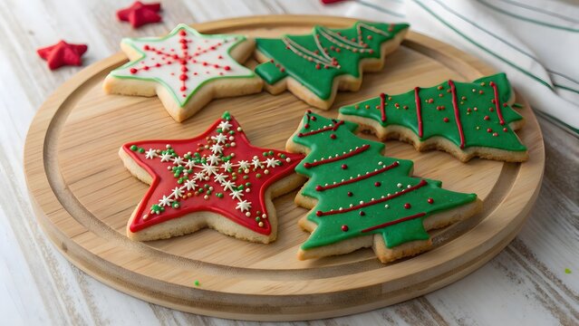 Delightful Christmas cookies shaped like stars and trees bring joy to holiday celebrations and festive treats