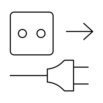 Unplug the plug from the electrical outlet. Simple line icon on white background