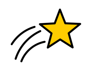 Yellow shooting star icon with motion trails for celebration graphics, magical highlights, kids stickers, and decorative design overlays