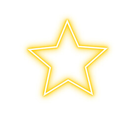 Yellow glowing star outline for neon highlights, celebration stickers, decorative icons, and modern aesthetic design overlays