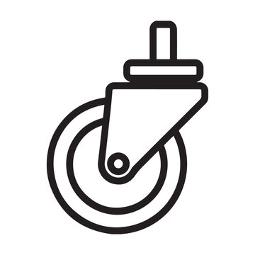 Furniture caster wheel outline icon vector