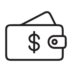 wallet with dollar bills money cash outline icon