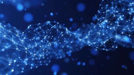 Abstract glowing network connections in dark blue
