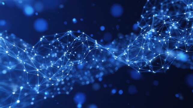 Abstract glowing network connections in dark blue