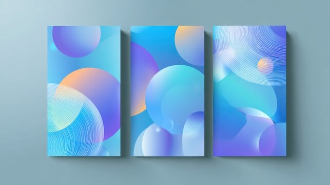 Abstract gradient circles with wave pattern background