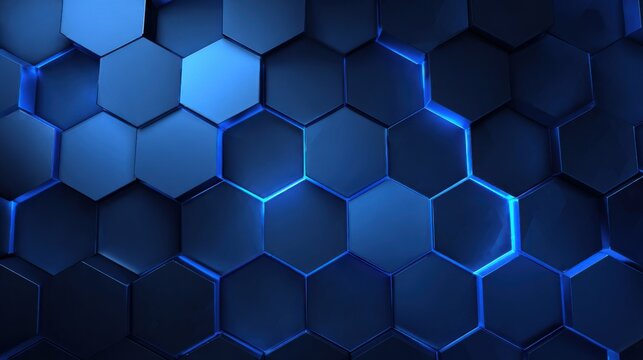 Abstract hexagonal pattern with glowing blue lines