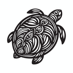 Fototapeta premium Black and white turtle illustration