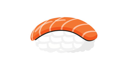 Vector illustration of salmon sushi nigiri with shadow on white background