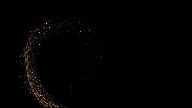Trail Christmas Energy Flying Lines Flash Lights. Gold Particles Motion Particle Gold Dust, Merry Christmas. dust trail holiday event transition, logo title decoration. festival Diwali, Ramadan