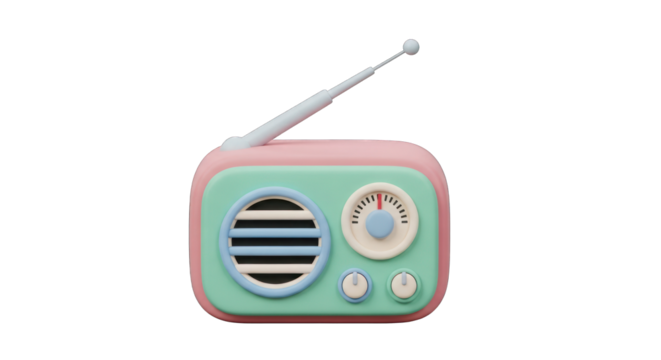 Pastel Retro Radio with Antenna.