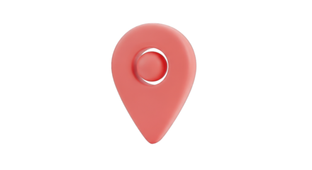 3D Render of a Coral Location Pin Icon.
