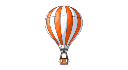 Vintage hot air balloon with orange and white stripes detailed illustration isolated on transparent background
