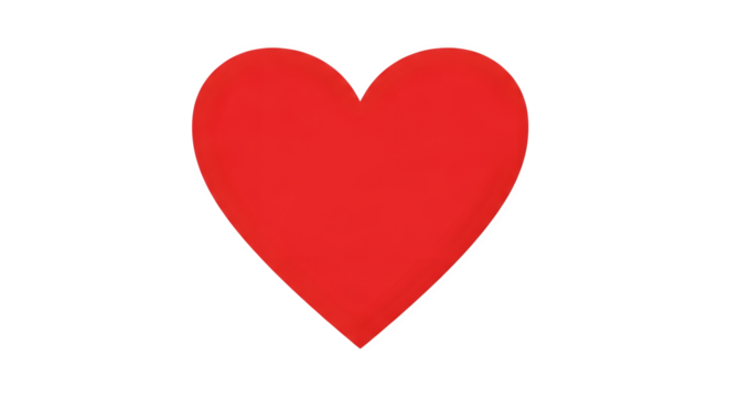 A simple bold red heart symbol isolated on a transparent background for love and romance themes isolated on transparent background