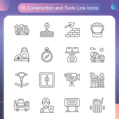 Construction and tools Icons – Line Style Set 2