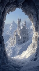 Winter Castle Through Ice Cave Opening