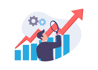 Businessman analyzing growth charts stock illustration