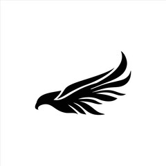 Dynamic Black Bird Head and Wing Logo in Fast Horizontal Motion