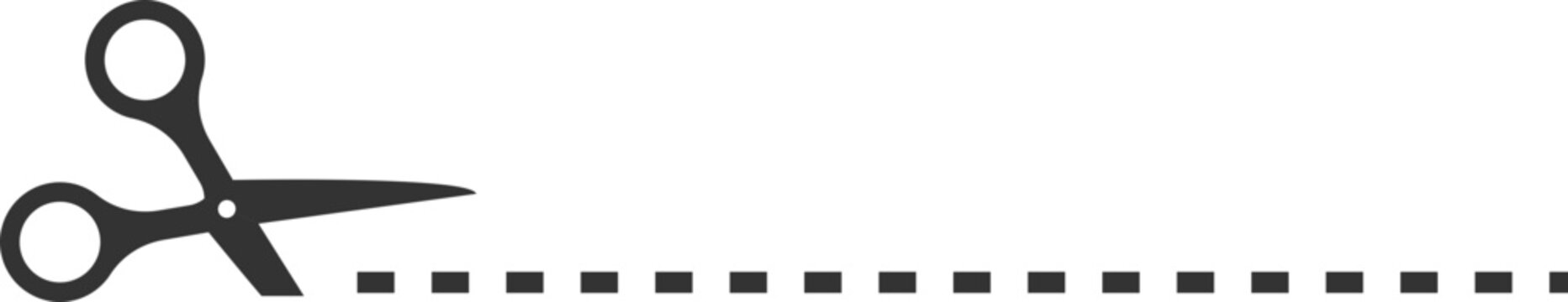 Right scissors with cutting dashed line icon