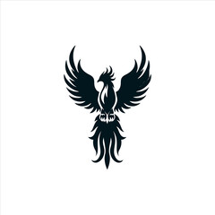 Majestic Phoenix Logo Design, Wings Spread Wide, Rising from the Ashes Symbol