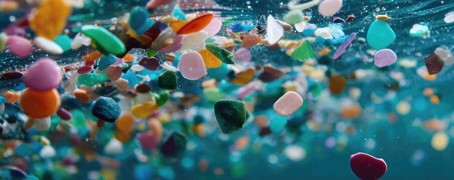 microplastics in the water environmental pollution concept