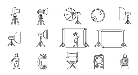 Captivating photography studio essentials set including cameras, lighting, backdrops, and director's chair for professional shoots.