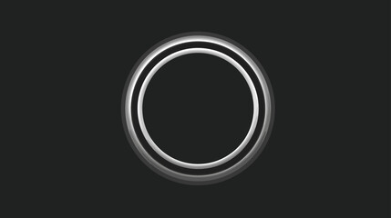 Sleek metallic double ring graphic element on a dark background. Modern digital interface button or abstract UI control design.
