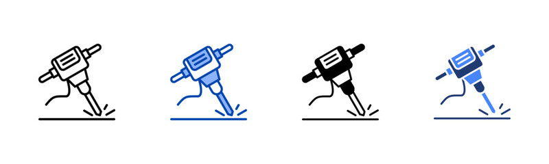 Hammer icon set multiple style collection