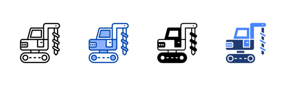 Drilling Rig icon set multiple style collection